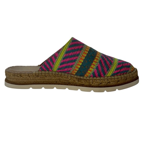 Free People Shoes - Free People Solstice Espardrille Mule Pink Green Striped Woven US 9 EU 39-40